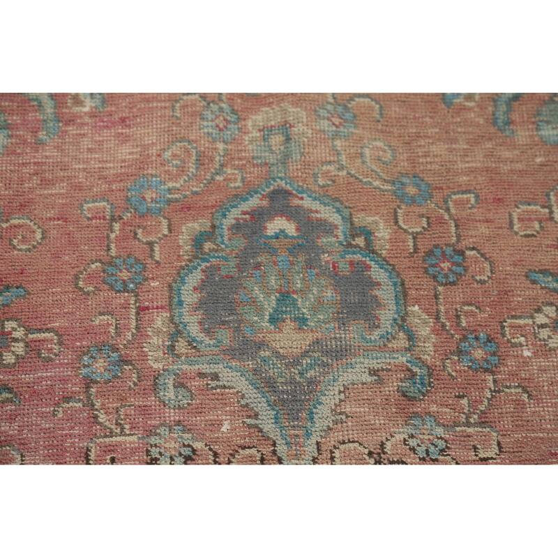 Distressed Tabriz Vintage Persian Area Rug Handmade Wool Carpet - 6'8" x 9'10"