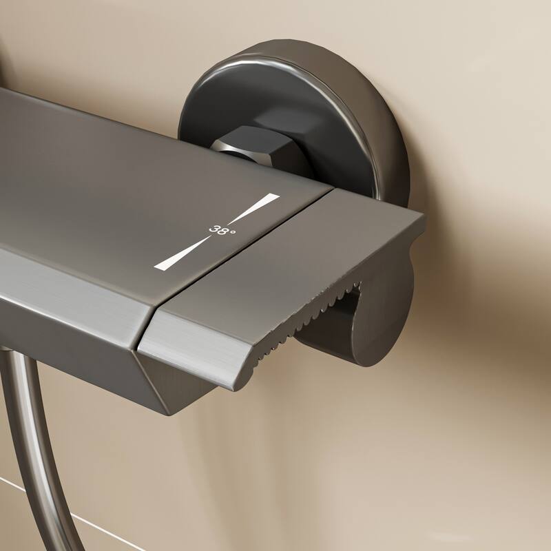 Gunmetal Thermostatic Shower System with Adjustable Slide Bar, CEC Certified Space Aluminum Shower Faucet Set