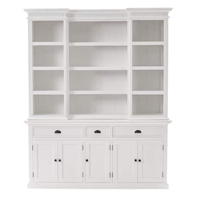 HomeRoots 71" White Dining Hutch With Twelve Shelves And Three Drawers - 70.87" W x 19.69" D x 86.61" H