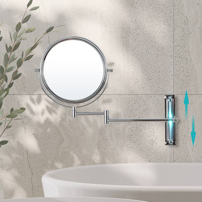 Hansabenne 8" x 8" Height Adjustable Wall Mirror Makeup Mirror Magnifying Vanity Mirror