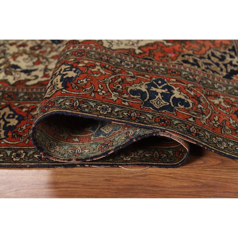 Pre-1900 Antique Vegetable Dye Sarouk Farahan Persian Wool Carpet - 4'5" x 6'10"