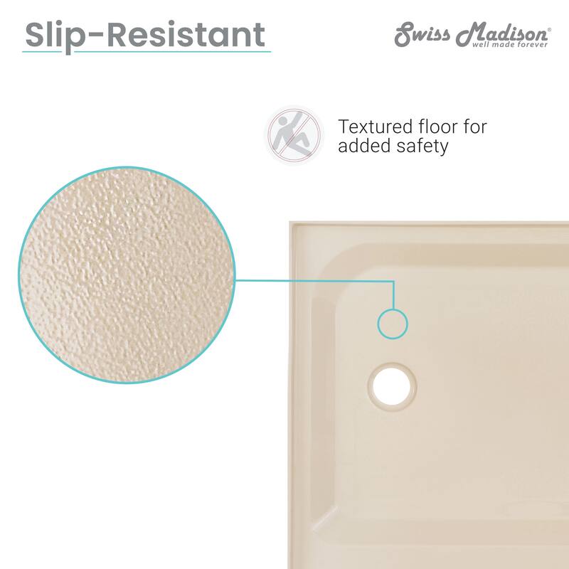Voltaire 48 x 36 Single-Threshold, Left Drain, Shower Base, Biscuit