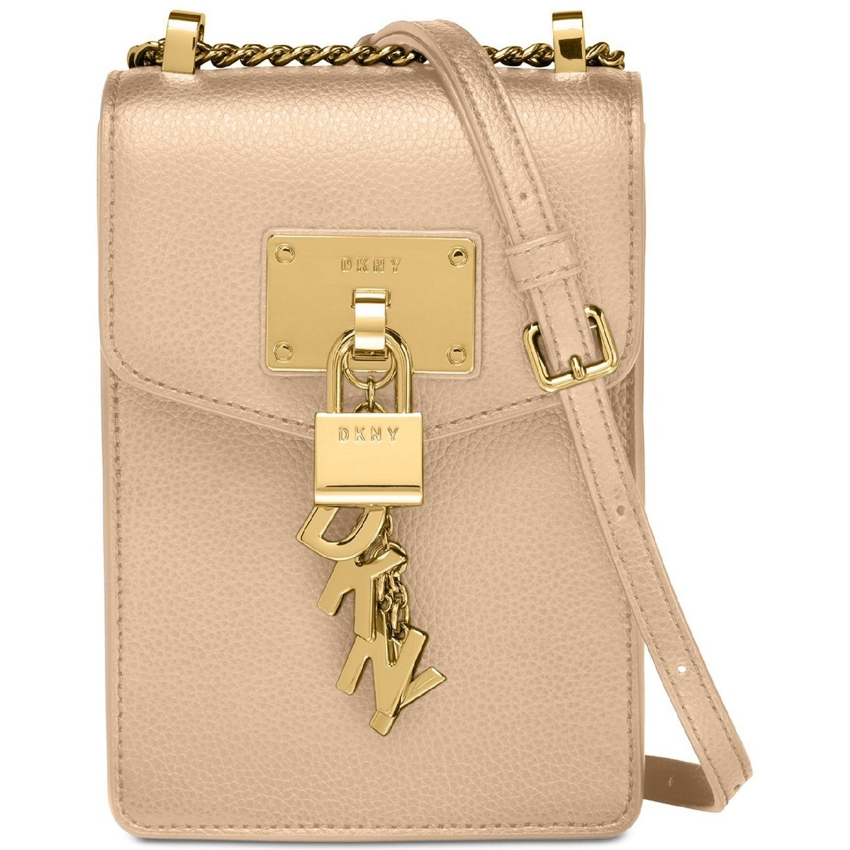 dkny elissa leather chain strap signature crossbody