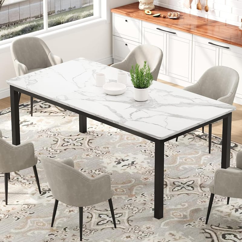 Industrial Dining Table for 8, Wooden Long Dinner Table, Kitchen Table