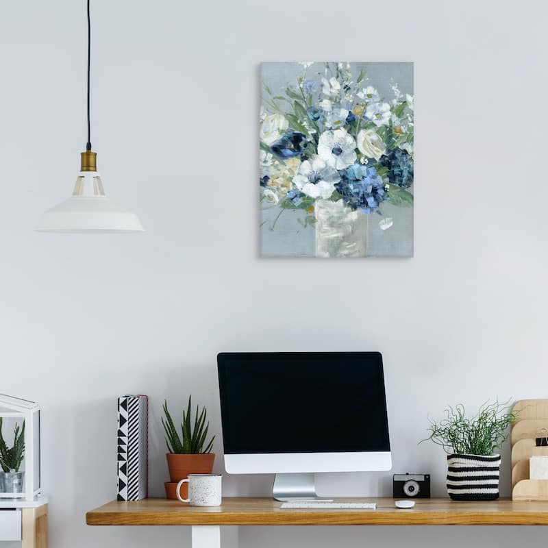 Be Happy Blue Crop by Sally Swatland Canvas Art Print