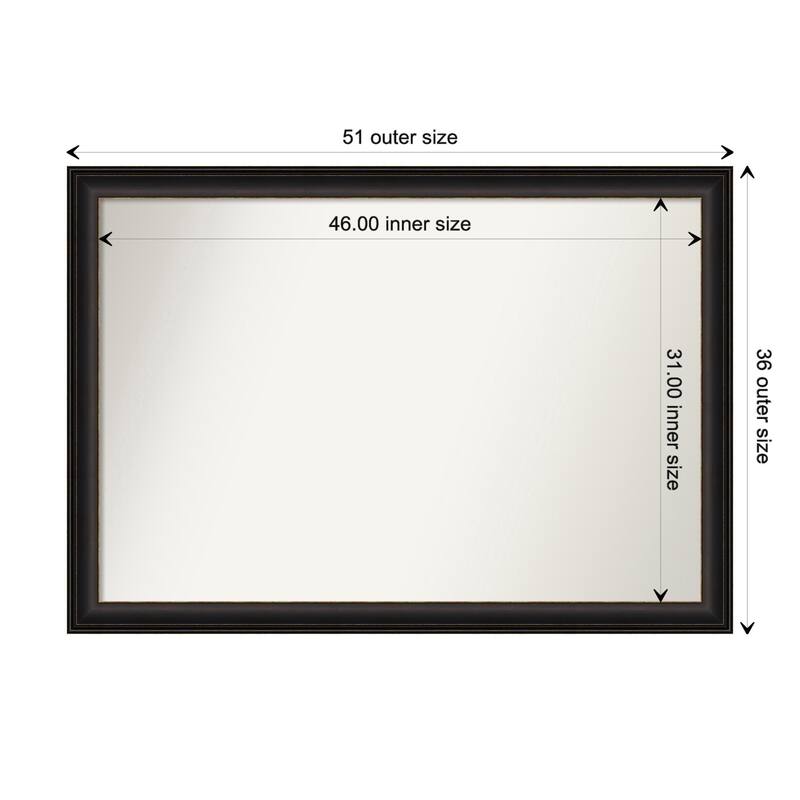 Trio Oil Rubbed Bronze Framed Non-Beveled Custom Wall Mirror, Bathroom Vanity Mirror - Outer Size: 50.5 x 35.5