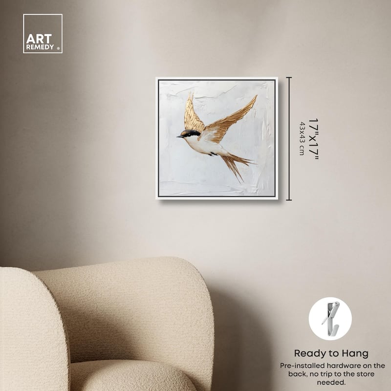 Simple Golden Swallow Canvas by Art Remedy