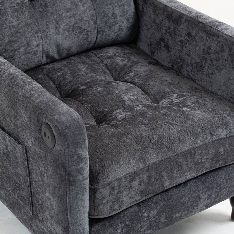 Retro Chenille Accent Sofa Chair with USB Charging Port