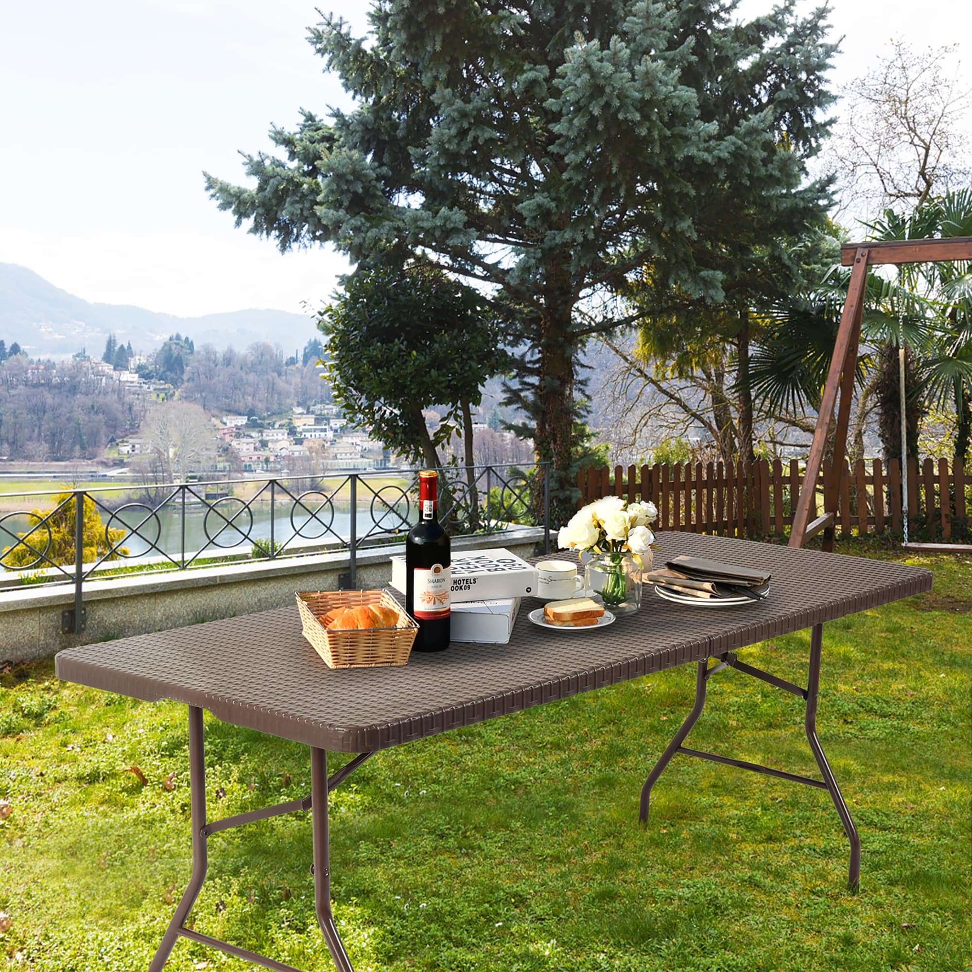Rattan folding table sales