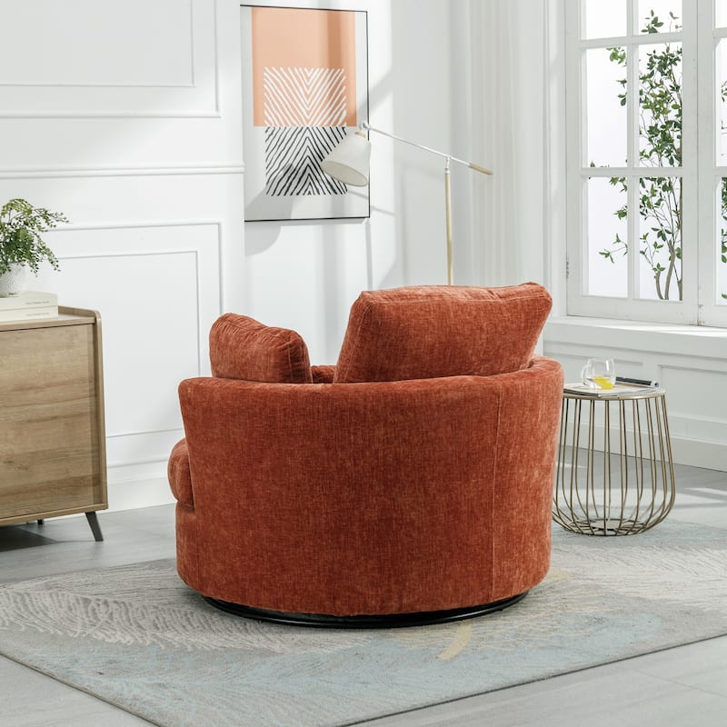 42.2"W Swivel Accent Barrel Chair with Half Crescent Moon Storage Bench