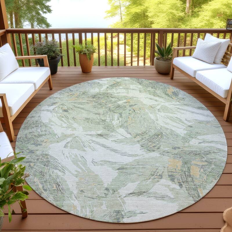 Machine Washable Indoor/ Outdoor Casual Amy Chantille Rug - Celery - 8' x 8'