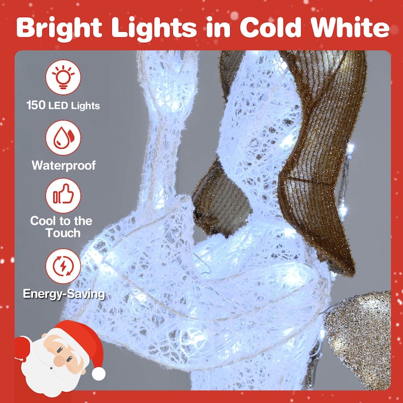 Costway 3D Lighted Angel Christmas Decoration with Pigeon, Golden - as pic shows - See Details