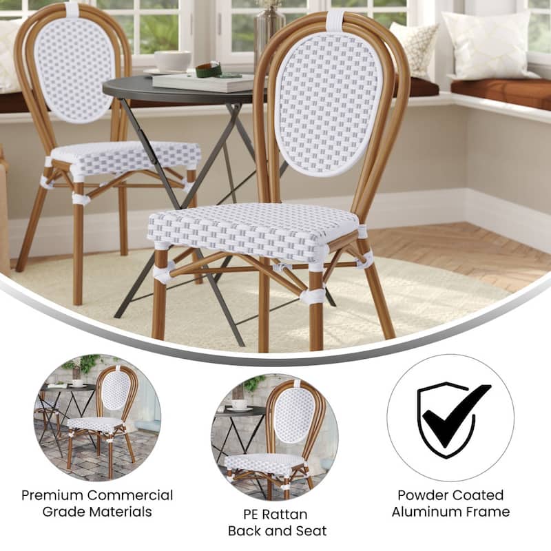 All-Weather Commercial Paris Chair with Black Metal Frame