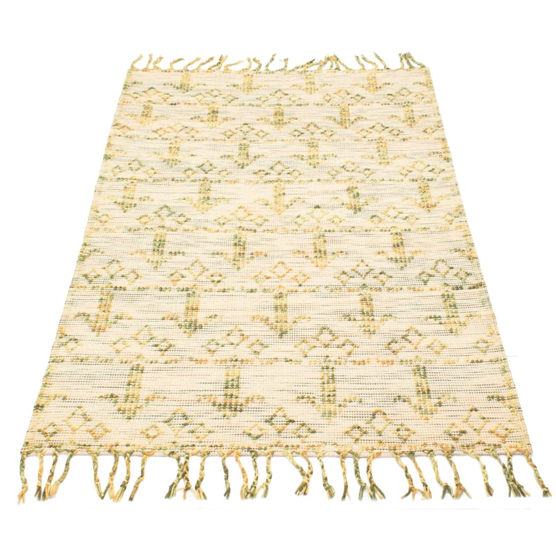 ECARPETGALLERY Braid weave Sienna Beige Wool Rug - 5'0 x 8'2