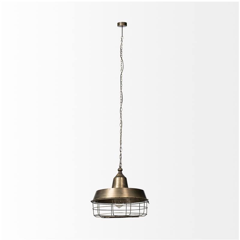 Tahla Gold Toned Metal Cage Pendant Light - 14"L x 14"W x 14.5"H