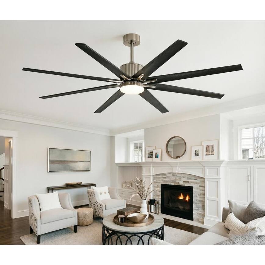 76'' Industrial Ceiling Fans with Lights Indoor/Outdoor Smart Ceiling Fan APP Control Reversible DC Motor 3CCT - 76 Inches