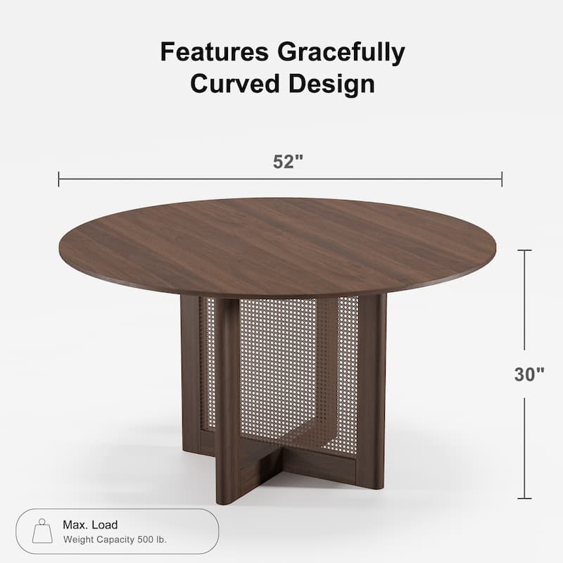 Solid Wood 52'' Round Dining Table for 6 People Nordic style - 52*30