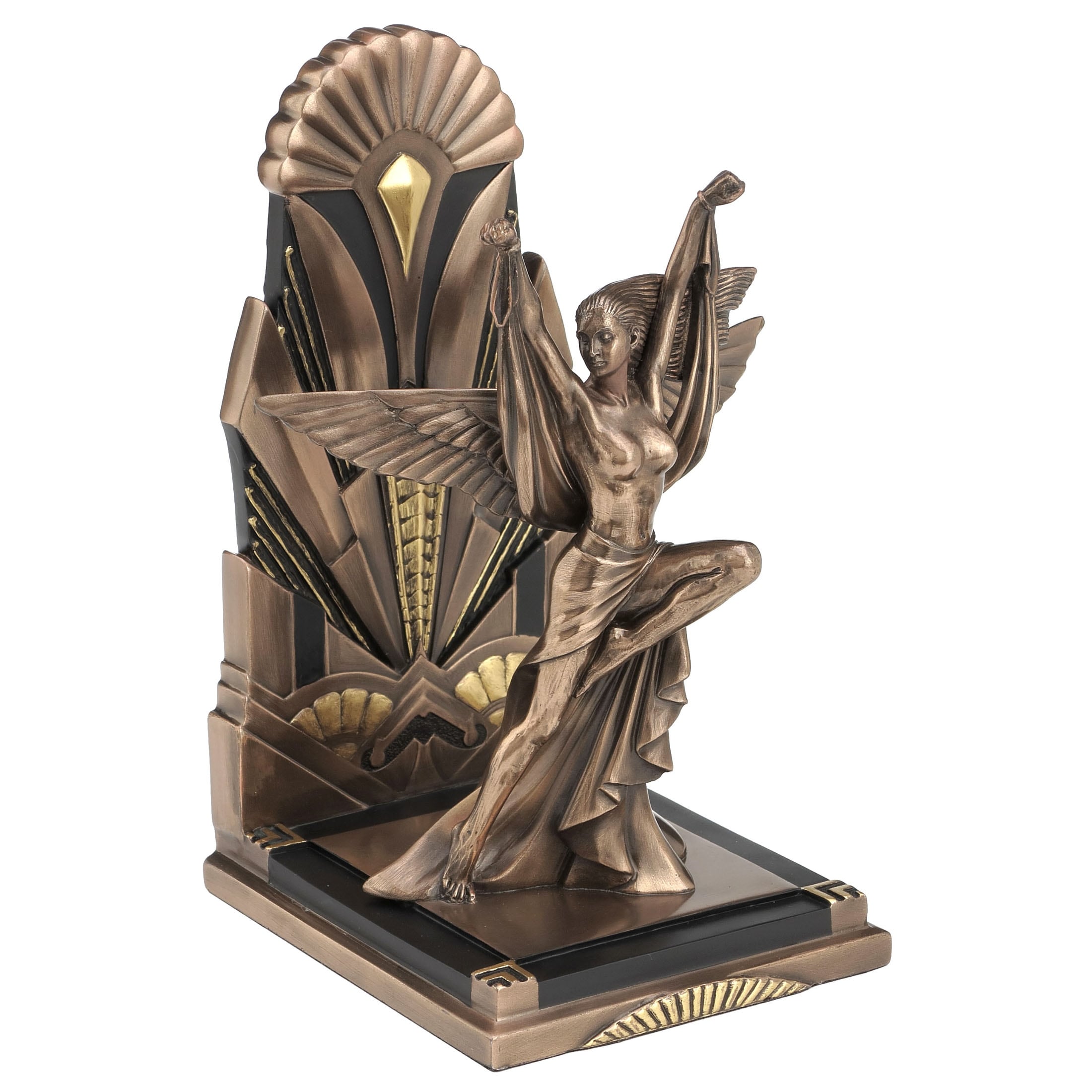 9.06 in H Art Deco Style Female Figure Single Bookend (Cold Cast Copper), Poly Resin