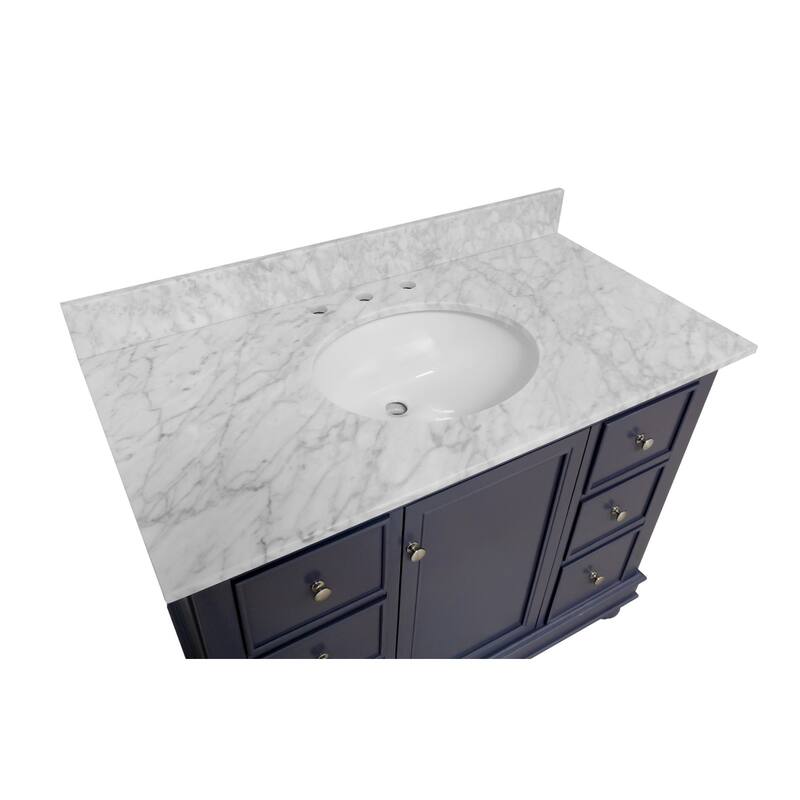 KitchenBathCollection Bella 42" Bathroom Vanity with Carrara Marble Top