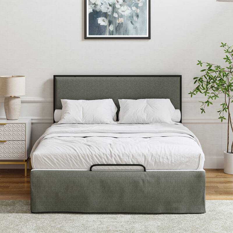Oliver Modern Washable Slipcover Bed Upholstered Metal by HULALA HOME