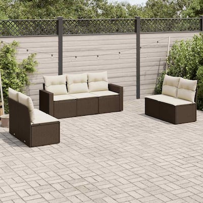 vidaXL Garden Sofa Set Brown PE rattan Large Adjustable Feet - 24.4 x 25.8 x 27.2