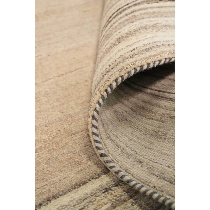 Hand Knotted Oriental 100% Wool Carpet Modern Geometric Beige & Ivories Gabbeh Area Rug - 7' 10'' X 5' 9''
