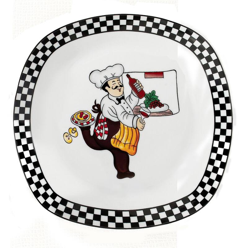 Porcelain 20 Piece Square Dinnerware Set Service for 4-Chef Design