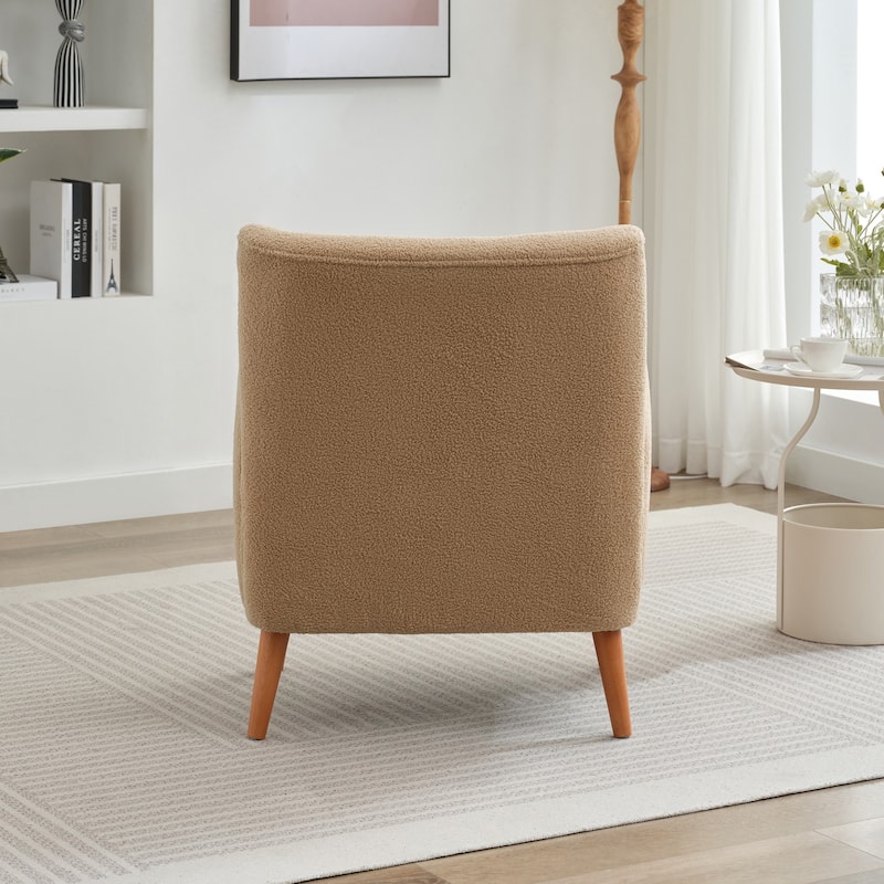Soft fabric lounge chair with solid wood legs