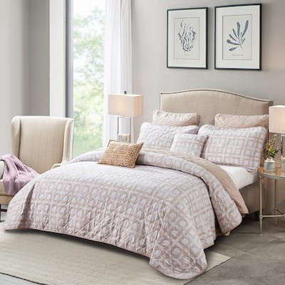 Serenta Austin Geo Printed Microfiber 7-piece Bedspread Quilt Set