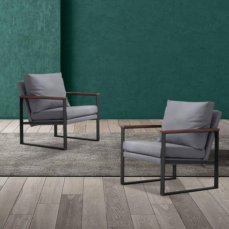 MCombo set of 2 Modern Accent Chair with Upholstered Cushion, Faux Leather HQ304