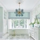 preview thumbnail 2 of 56, 18-Light Cluster Blue Glass Bubble Chandelier - 25in Wide Gold
