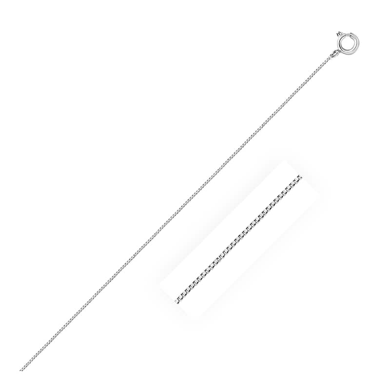 MayaMila 10k White Gold Classic Box Chain Necklace 0.45mm