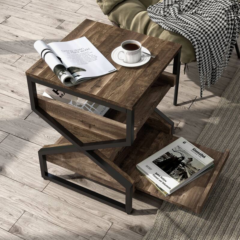DH BASIC Industrial 17-inch Metal 1-Open Shelf End Table by Denhour