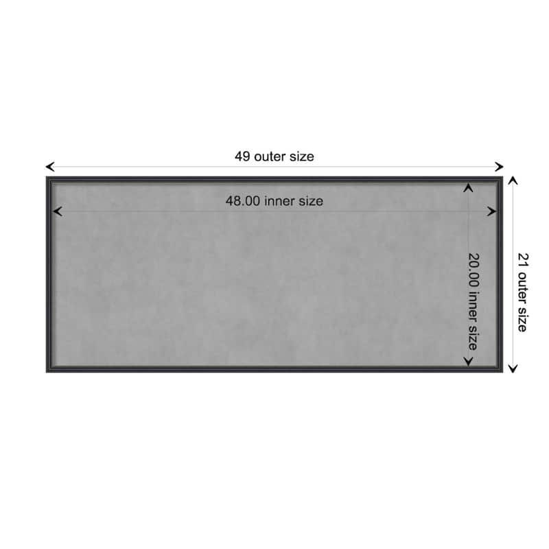 Amanti Art Stylish Black Narrow Framed Magnetic Board - Board Size 48x20