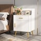 Modern Gold Nightstand, White Nightstand with Drawer, 32 inches Tall ...