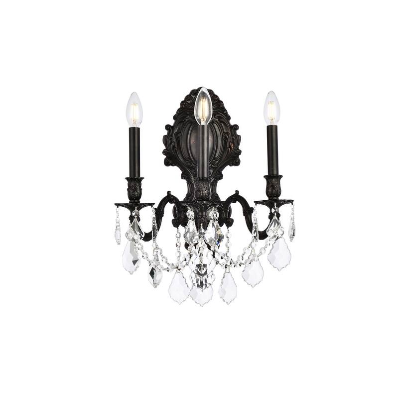 Fleur Illumination Collection Wall Sconce D:14in H:18in E:9.5in Lt:3 Dark Bronze Finish (Elegant Cut Crystals)