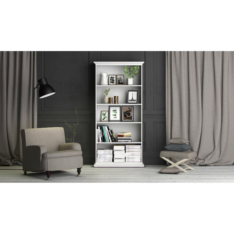 Porch & Den Virginia White Tall Wide 5-shelf Bookcase