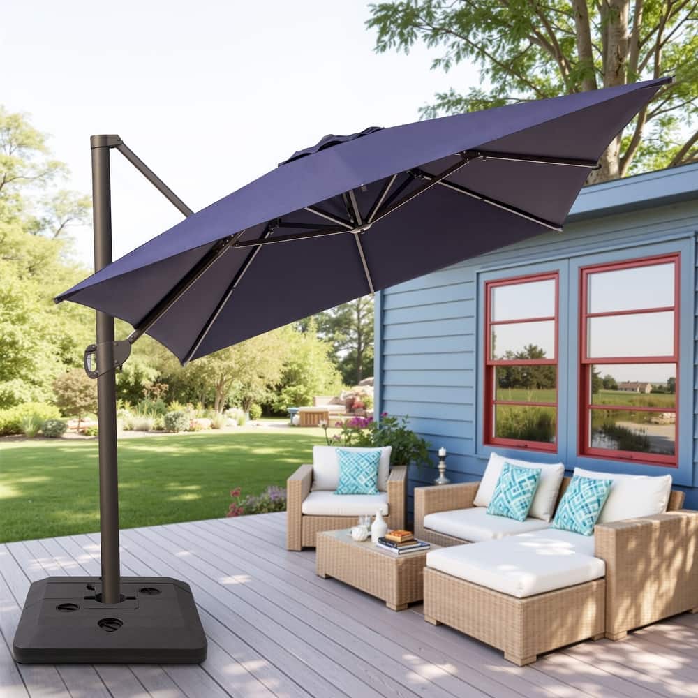 13 ft x 10 ft Outdoor Aluminum Patio Cantilever Offset Umbrella with Base