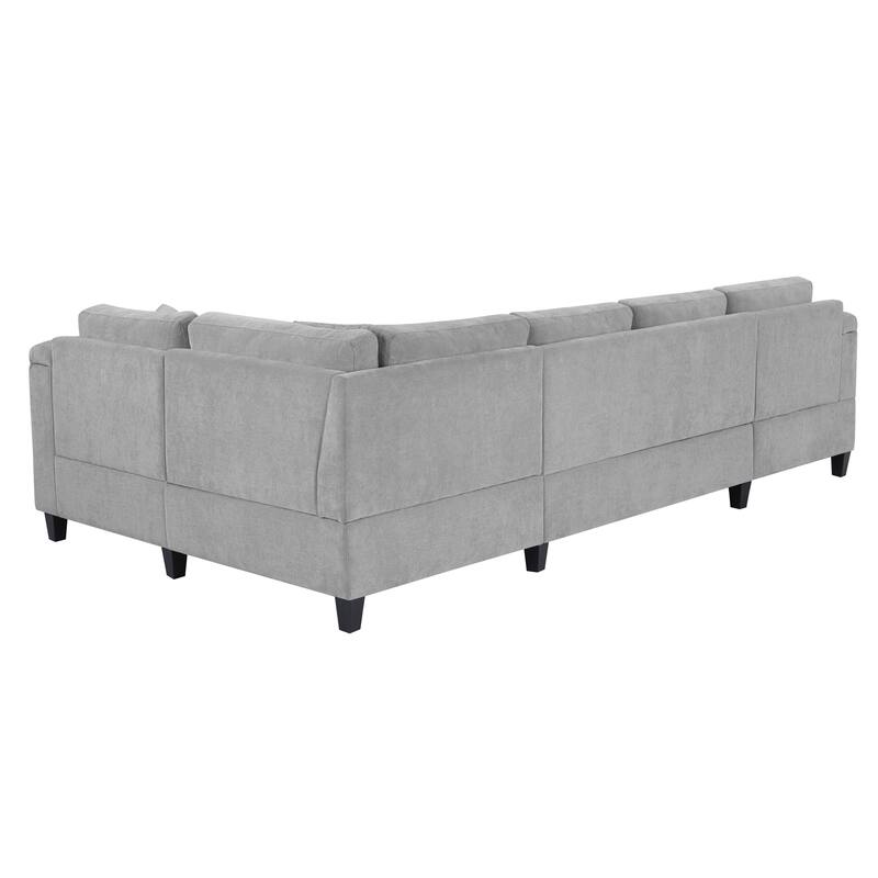 Oversized Corner Sectional, Modern U-Shaped Sectional Sofa with Built-in Storage Boxes and Dual Cup Holders, USB Ports, Pockets