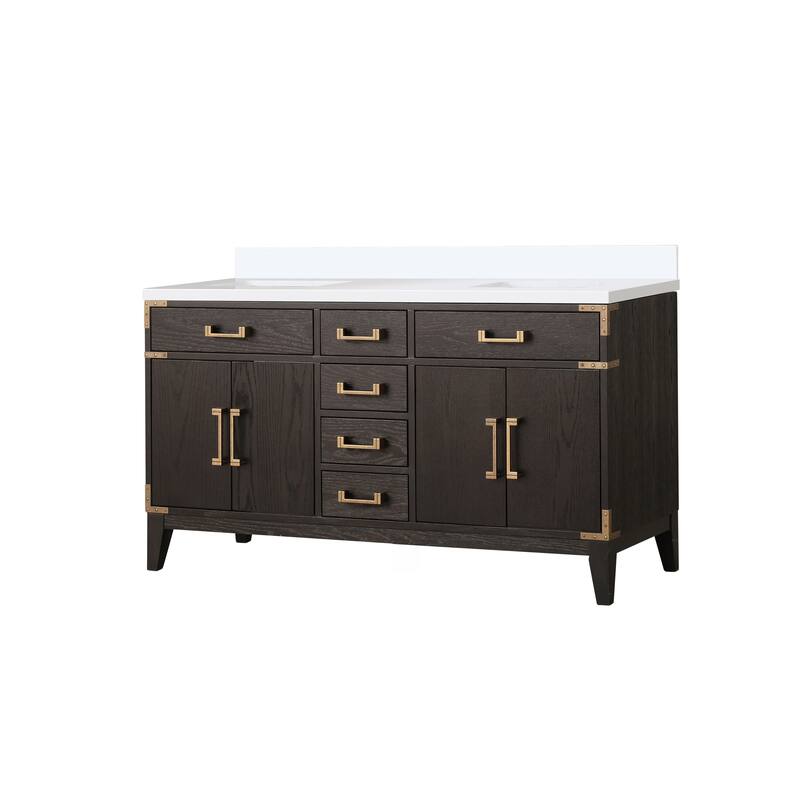 Laurel 60 in W x 22 in D Black Oak Double Bath Vanity and Cultured Marble Top
