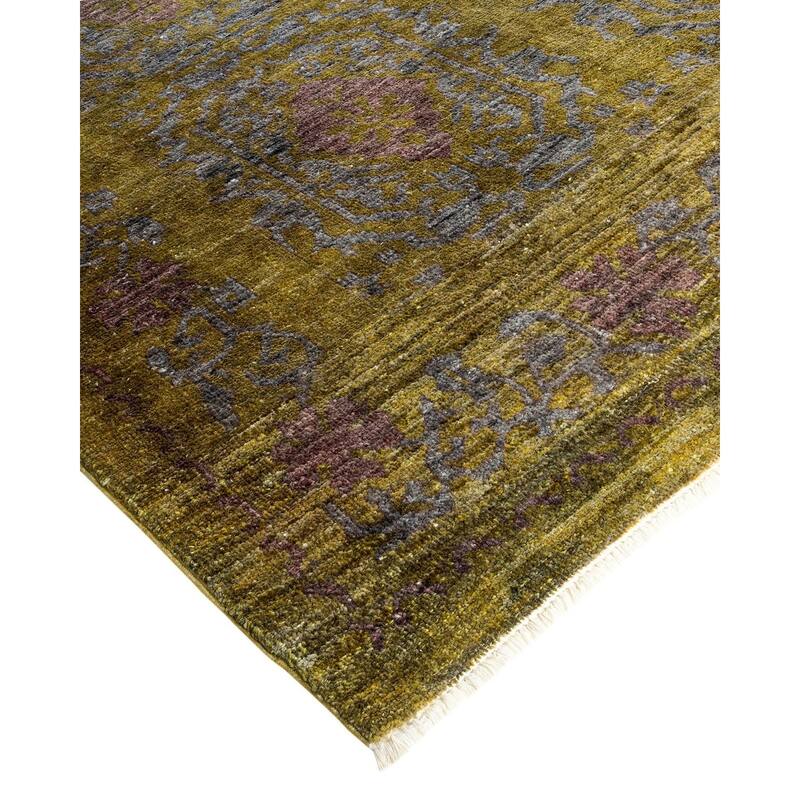 Overton Hand Knotted Wool Vintage Inspired Modern Contemporary Overdyed Gray Area Rug - 7' 10" x 10' 6"