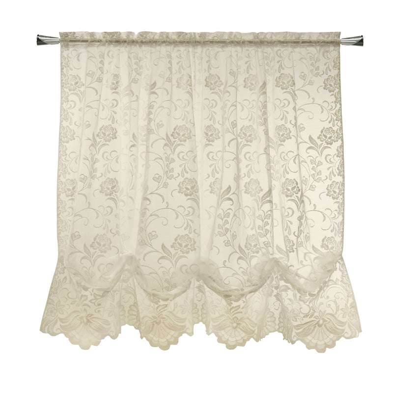 Limoges Embroidered Lace Rod Pocket Curtains Valances Swags and Tiers