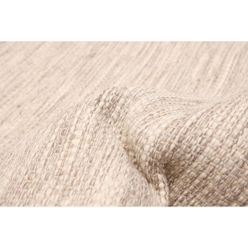 ECARPETGALLERY Braid weave Sienna Ivory Wool Rug - 5'1 x 7'11