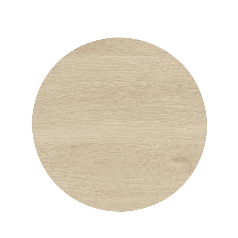 2-Piece, Modern Round Coffee Table Set with Wood-Grain Vertical Slat Legs and Foot pads, for Living Room