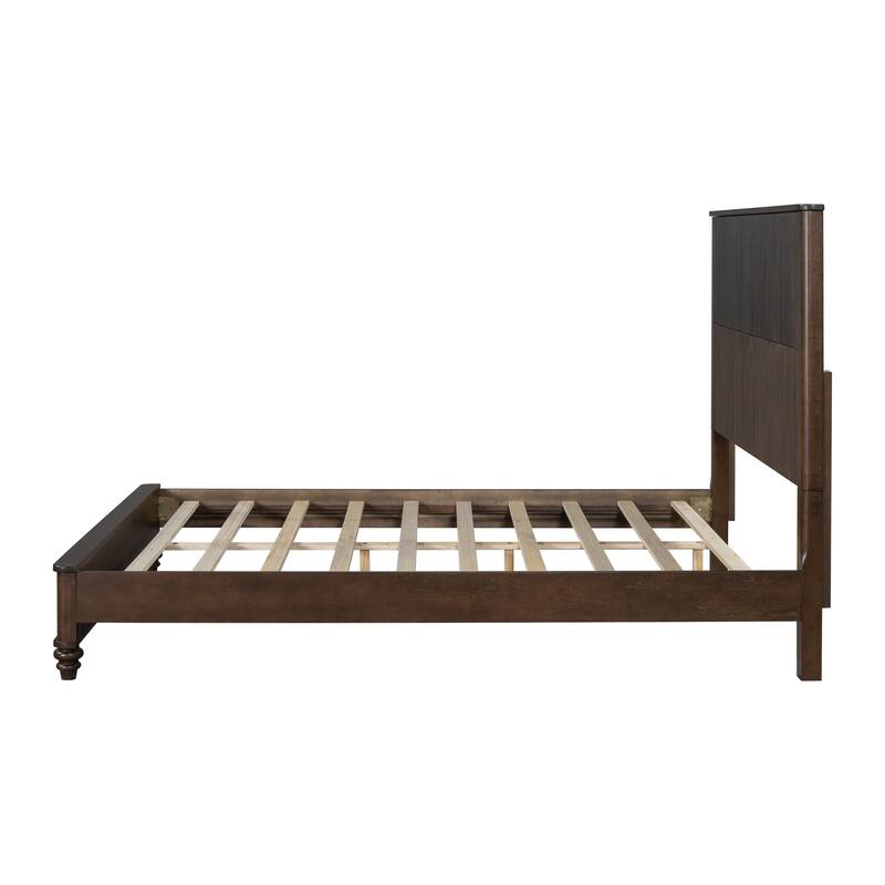 Solid Wood Bed Frame,Queen Platform Bed Frame with Headboard,Tall Headboard Natural Wood Bed ,No Box Spring Needed,Walnut