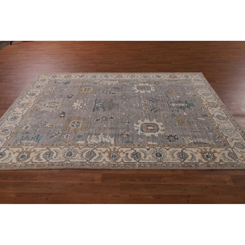 Gray Turkish Oushak Vegetable Dye Area Rug Hand-Knotted Wool Carpet - 5'10"x 8'6"