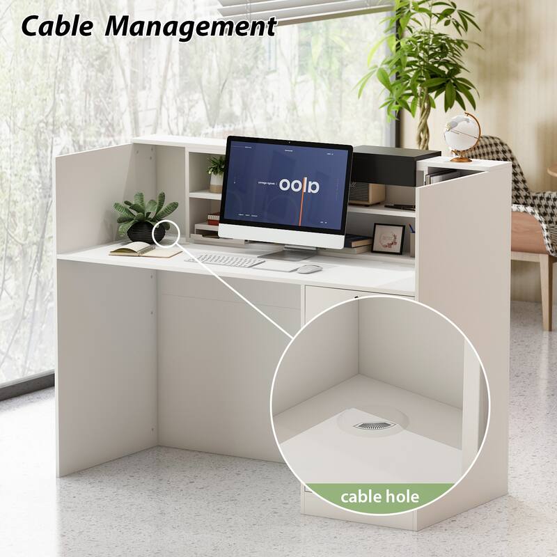Kerrogee Rectangular Wood Reception Desk Working Desk Secretary desk