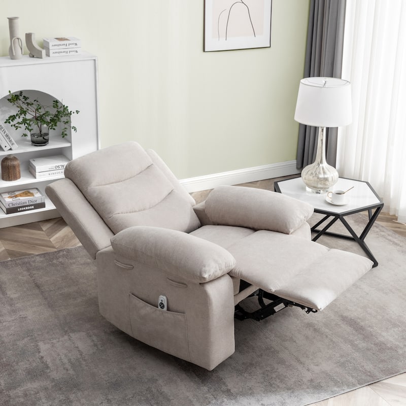Velvet Fabric Power Recliner Chair with Massage and Heating
