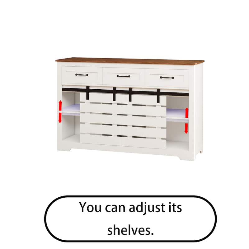 53" Farmhouse Buffet Cabinet Storage Sideboard