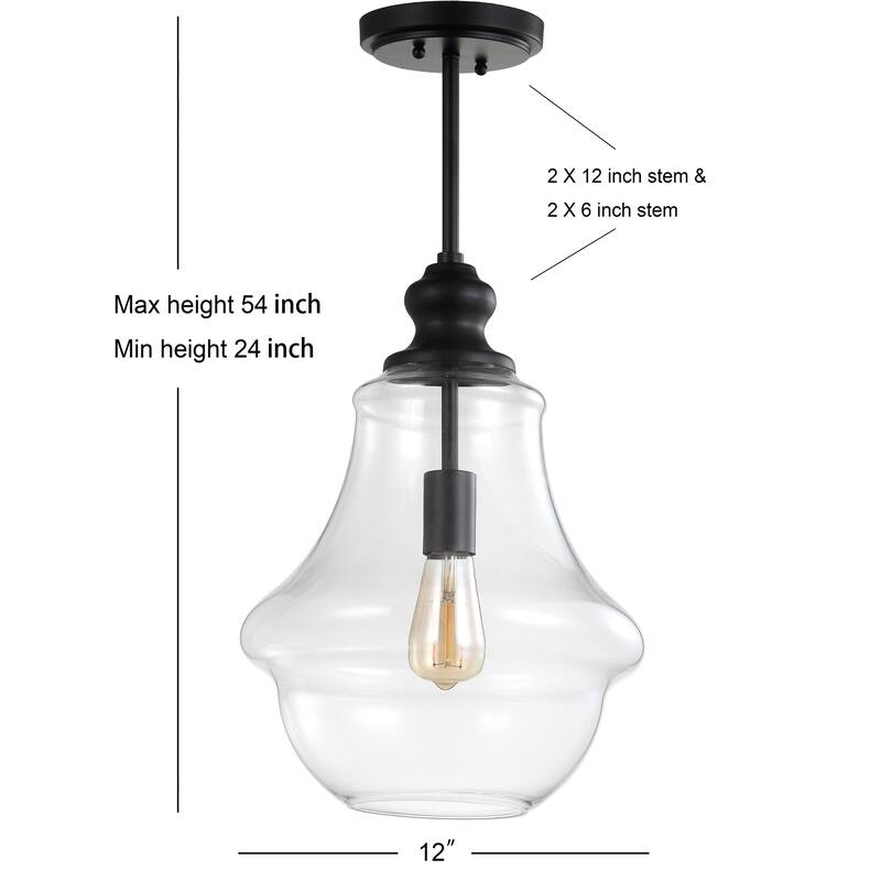 Catalina Adjustable Metal/Glass LED Pendant, Oil Rubbed Bronze by JONATHAN Y